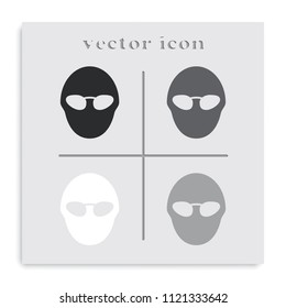 DJ's head silhouette with sunglasses flat black and white vector icon.