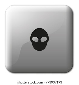 DJ's head silhouette with sunglasses flat vector icon.
