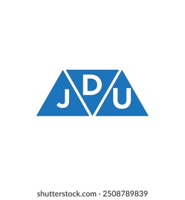 DJU 3 triangle shape logo design on white background. DJU creative initials letter logo concept.
