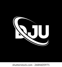 Logotipo de DJU. Carta de la DJU. Diseño del logotipo de la letra de DJU. Logotipo de DJU inicial vinculado con el círculo y el logotipo del monograma en mayúsculas. Tipografía DJU para tecnología, negocio y marca inmobiliaria.