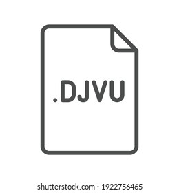 Icono de línea de formato de archivo DJVU. Signo de estilo lineal para concepto móvil y diseño web. Símbolo sencillo de contorno. Ilustración vectorial aislada en fondo blanco. EPS 10.