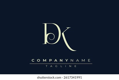 DK abstract Logo. Elegantly Designed Minimalist Monogram Logo with Stylish Lettering. Sophisticated and sleek minimalist monogram showcasing unique lettering design.