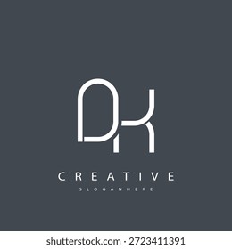 DK Abstraktes Monogramm Logo-Design. Dieses Logo ist mit einer Kombination von zwei Buchstaben D und K gestaltet
