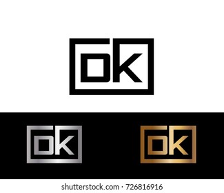 DK Box Logo. Letter Design Vector with Black Gold Silver Colors
