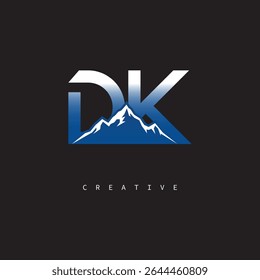 DK Creative Mountain Logo Bold Gradient Letter mark Branding Design for Business Outdoor Brands