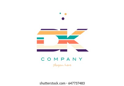 dk d k alphabet letter logo colors colorful line stripe font creative text dots company vector icon design template