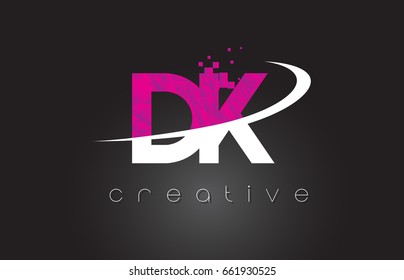 DK D K Creative Letters Design. White Pink Letter Vector Illustration.