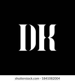 Diseño del logotipo de letras DK D K. Letra inicial DK color blanco del logotipo monograma mayúscula. Logo DK, diseño D K. DK, D K	

