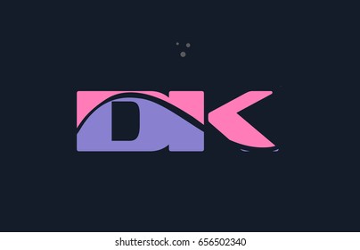 dk d k pink blue alphabet letter logo purple font creative text dots company vector icon design template