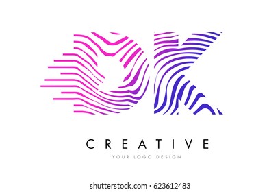 DK D K Zebra Letter Logo Design with Black and White Stripes Vector