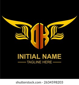 DK Golden Wing Emblem Logo with elegant gold wings, sleek and modern design. Ideal for branding, creative projects, luxury businesses, or artistic ventures.