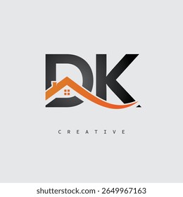 DK House Letter Logo – Creative Real Estate Monogram with Roof Shape and Home Icon for Property, Architecture and Modern Branding Identity