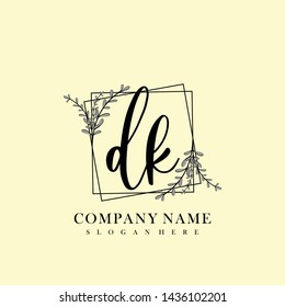 DK Initial beauty floral logo template