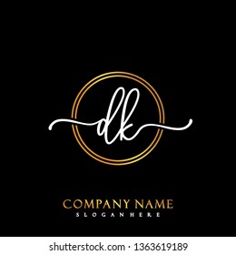 DK Initial Handwriting logo template vector