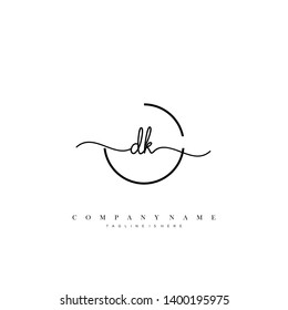 DK initial handwriting logo template vector