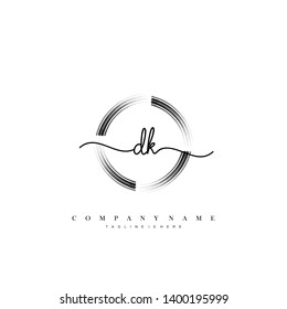 DK initial handwriting logo template vector