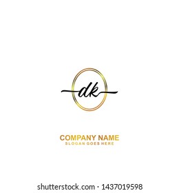 DK Initial handwriting logo template vector