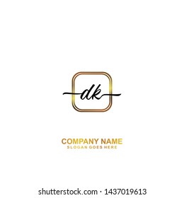 DK Initial handwriting logo template vector