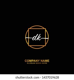 DK Initial handwriting logo template vector