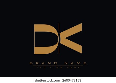 DK initial letter logo design. Letter D and K luxury alphabet letter logo icon template