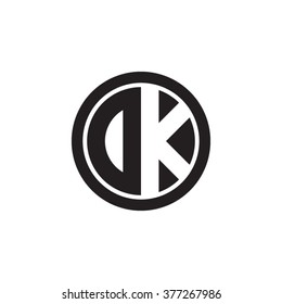 DK initial letters circle monogram logo
