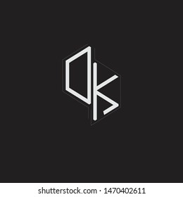 DK Initial Letters logo monogram with up to down style isolated on black background
