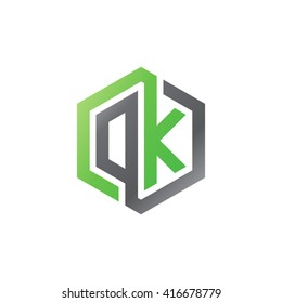 DK initial letters loop linked hexagon logo black gray green