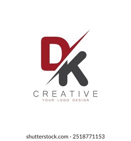 Monograma inicial de DK con el logotipo creativo de la letra