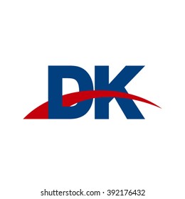 DK initial overlapping swoosh letter logo blue red