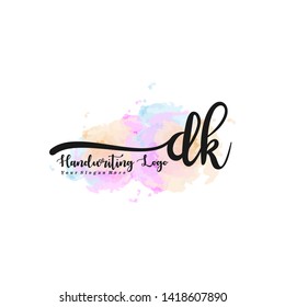 DK initial signature logo. handwriting logo template vector,