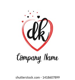 DK initial signature logo. handwriting logo template vector,