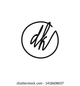 DK initial signature logo. handwriting logo template vector,