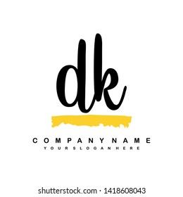 DK initial signature logo. handwriting logo template vector,