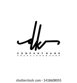 DK initial signature logo. handwriting logo template vector,