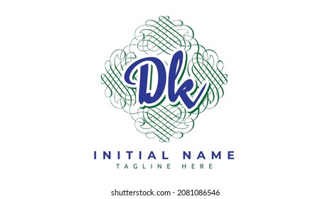 Dk Initials, handwriting logo vector