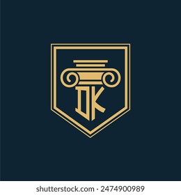 DK Initials Law Firm Logo Lawyer logo with creative law element