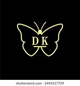 DK Initials Luxury Butterfly logo Vector illustration