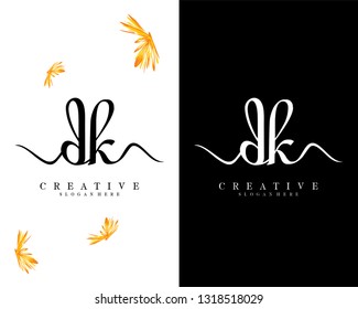 dk, kd Letter creative handwriting logo design vector