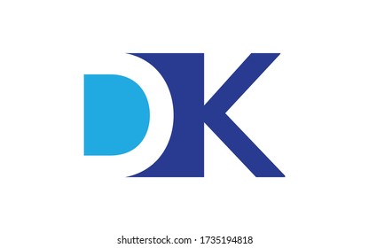 DK or KD Letter Initial Logo Design, Vector Template