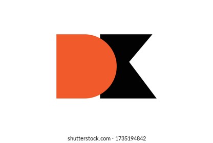 DK or KD Letter Initial Logo Design, Vector Template