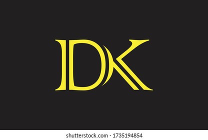 DK oder KD Letter Initial Logo Design, Vector Template