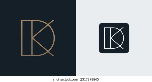 DK or KD logo design vector illustration. D and K Minimal and luxurious logo