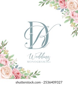 Diseño inicial del logotipo del monograma de la boda de DK KD