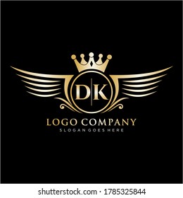 DK Letter Initial with Royal Wing Logo Template.