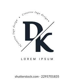 DK Letter Logo Design with a Creative Cut. Creative logo design