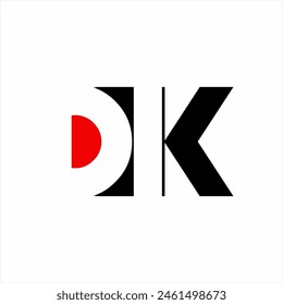 El diseño del logotipo de la letra DK es simple y elegante con una flecha hacia atrás en la letra K.