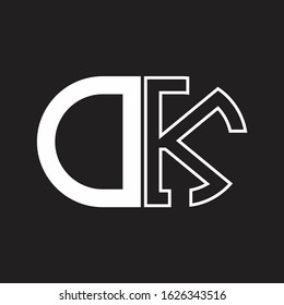 DK Letter logo monogram with oval shape negative space design template