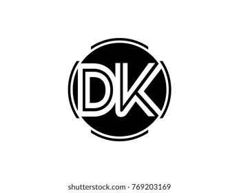 DK letter logo round black