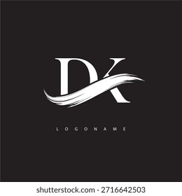 DK Letter Monogram Logo with Brush Stroke for Modern Brand Identity