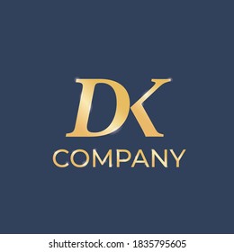 DK Logo Design Template. Luxury Gold Letter Vector